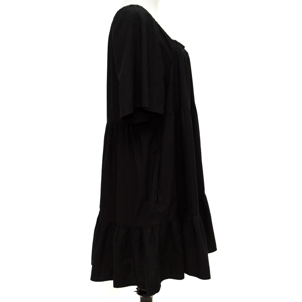 a.n.a Square-Neck Tiered Black Midi Dress With Pockets Size XL - Picture 4 of 14